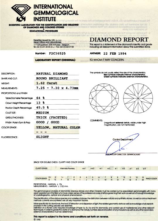 Foto 9 - Diamant 1,62 Brillant IGI Expertise Yellow SI1 Diamond, D5056