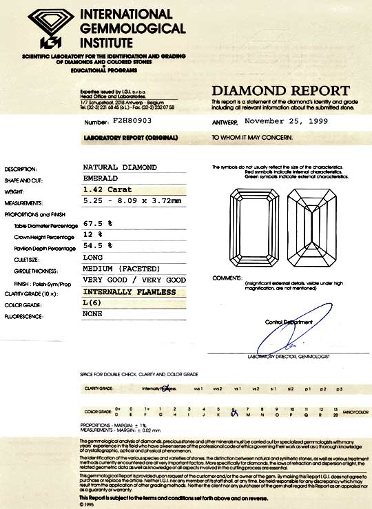 Foto 9 - Diamant 1,42ct Lupenrein IGI, Emerald Cut VG VG Diamond, D5990