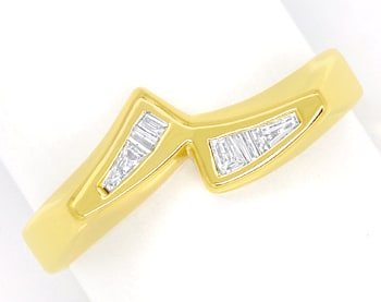 Foto 1 - Diamantring mit Trapez und Baguette Diamanten, Gelbgold, Q0068
