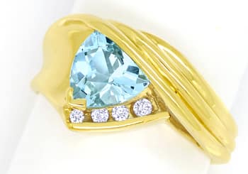 Foto 1 - Blauer Topas Trillion Schliff in Diamantenring 14K Gold, R8978