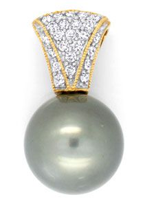 Foto 1 - Goldanhänger 13,8 mm Tahiti Perle, 24 Brillanten, S4947