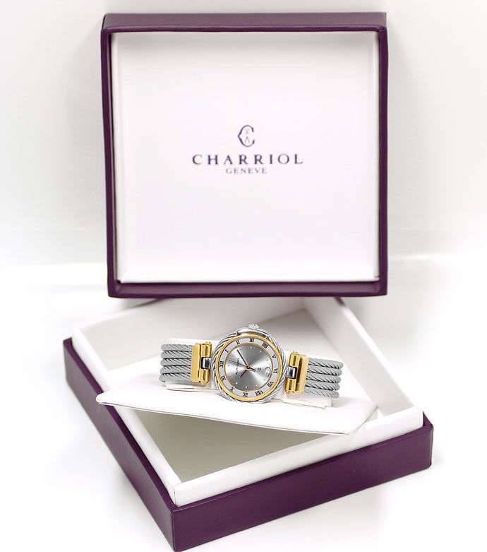 Foto 4 - Philippe Charriol Damen-Armbanduhr in Stahlgold mit Box, U2521